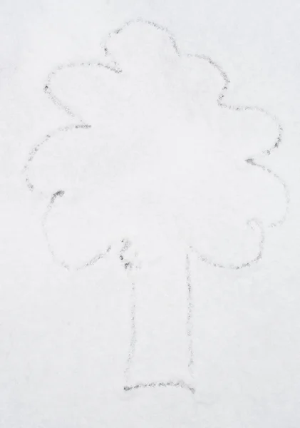 Dessin arbre sur neige — Photo