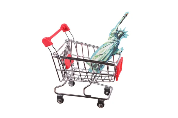 Small shopping cart isolated on white — Stock Photo, Image