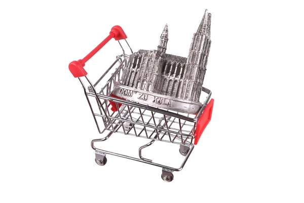 Small shopping cart isolated on white — Stock Photo, Image