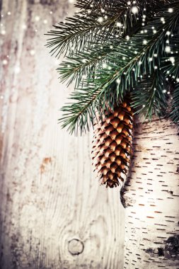Huş ağacı arka plan Christmas şiş