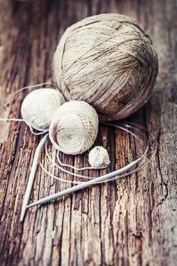 Vintage örgü iğne ve iplik