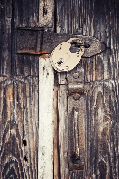 Locked wooden door — Stock Photo, Image