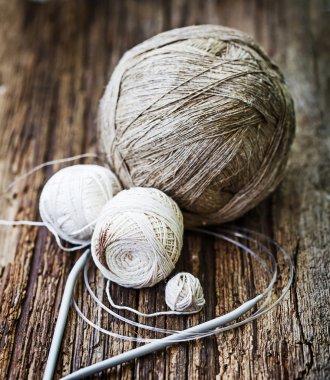 Vintage örgü iğne ve iplik