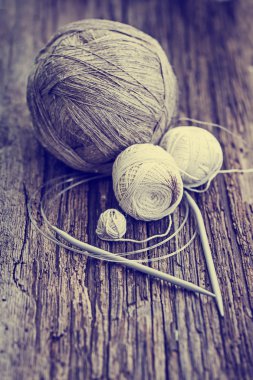 Vintage örgü iğne ve iplik
