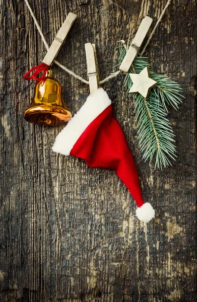 Noel kartı ile Noel süsleri — Stok fotoğraf