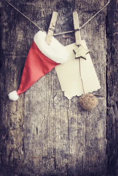Noel kartı ile Noel süsleri — Stok fotoğraf