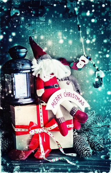 Hintergrund mit Vintage Weihnachtsdekoration — Stockfoto