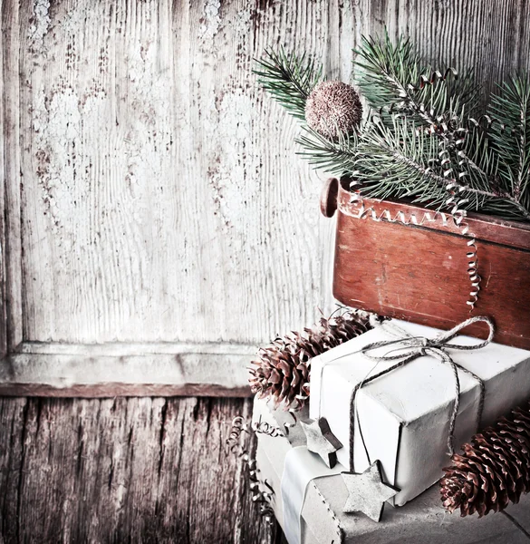 Geschenken, dozen, kerstversiering — Stockfoto