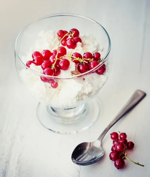 Gelaagde dessert met berry en roomkaas — Stockfoto