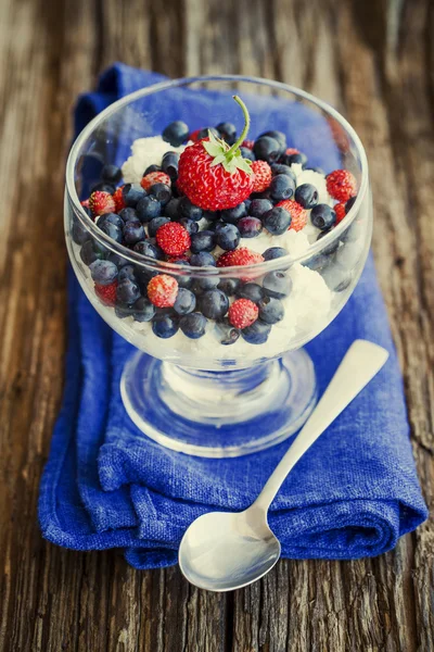 Berry dessert met ijs — Stockfoto