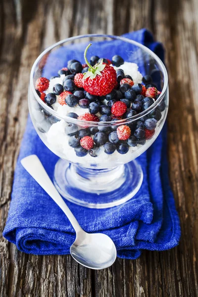 Berry dessert met ijs — Stockfoto