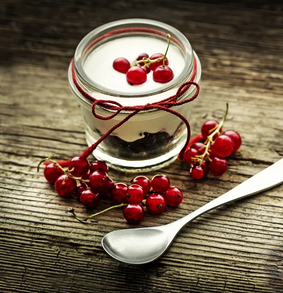 Bacche miste e yogurt con ribes rosso — Foto Stock