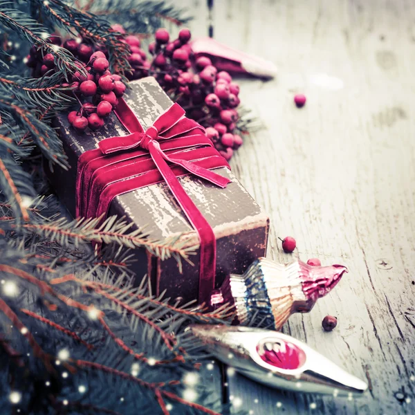 Christmas decoration ,present gift box — Stock Photo, Image