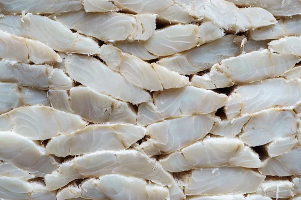 Stand full of salty codfish fillet — Stock Photo, Image