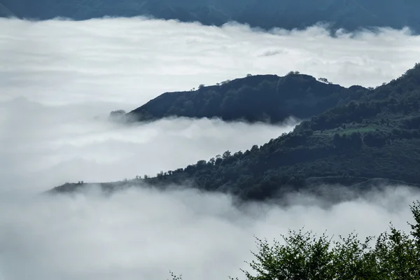 Sopra le nuvole e nebbia tra le montagne — Foto Stock