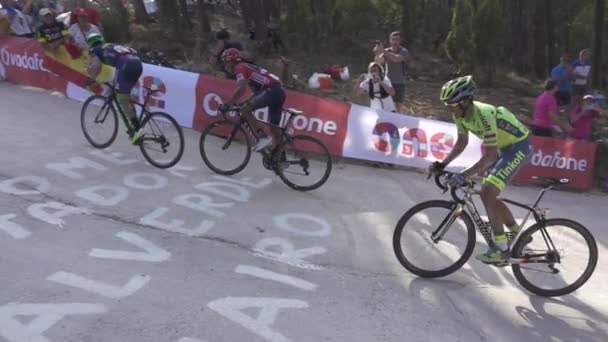 Alberto Contador, Nairo Quintana dan Chaves dalam gerakan lambat — Stok Video