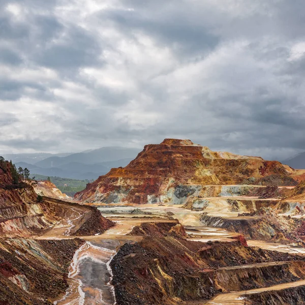 Copper mine under cloudy sky for text space — Stock Photo, Image