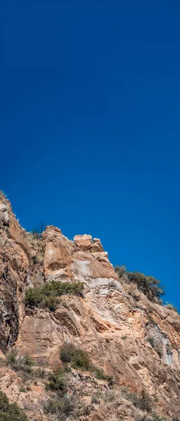Дикие козы над скалами под голубым небом для текста — стоковое фото