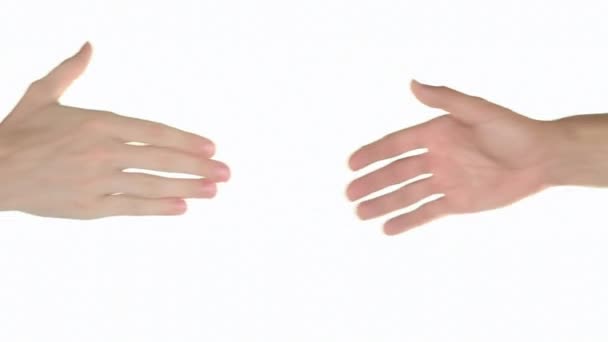 Handshake over white background — стоковое видео