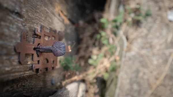 Top view of old rusty vintage door lock — Stock Photo, Image