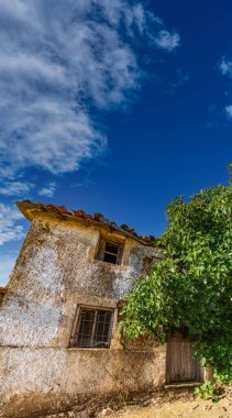 Ağaç kaplamalı terk edilmiş bir ev.