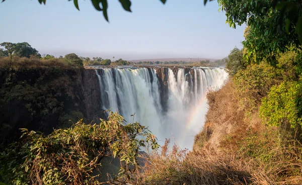 Água de seda em Victoria Falls, Vista do Zimbábue — Fotografia de Stock