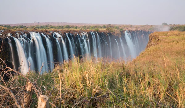 Água de seda em Victoria Falls, Vista do Zimbábue — Fotografia de Stock