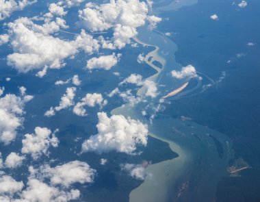 Amazon orman ve nehir havadan görünümü