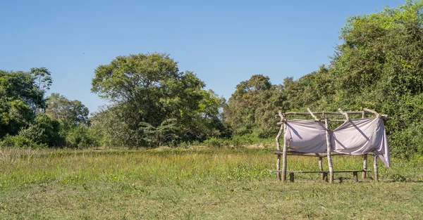 Verborgen hut voor vogelwaarneming in de pantanal, Brazilië — Stockfoto