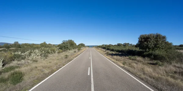 Strada diritta con cielo blu — Foto Stock