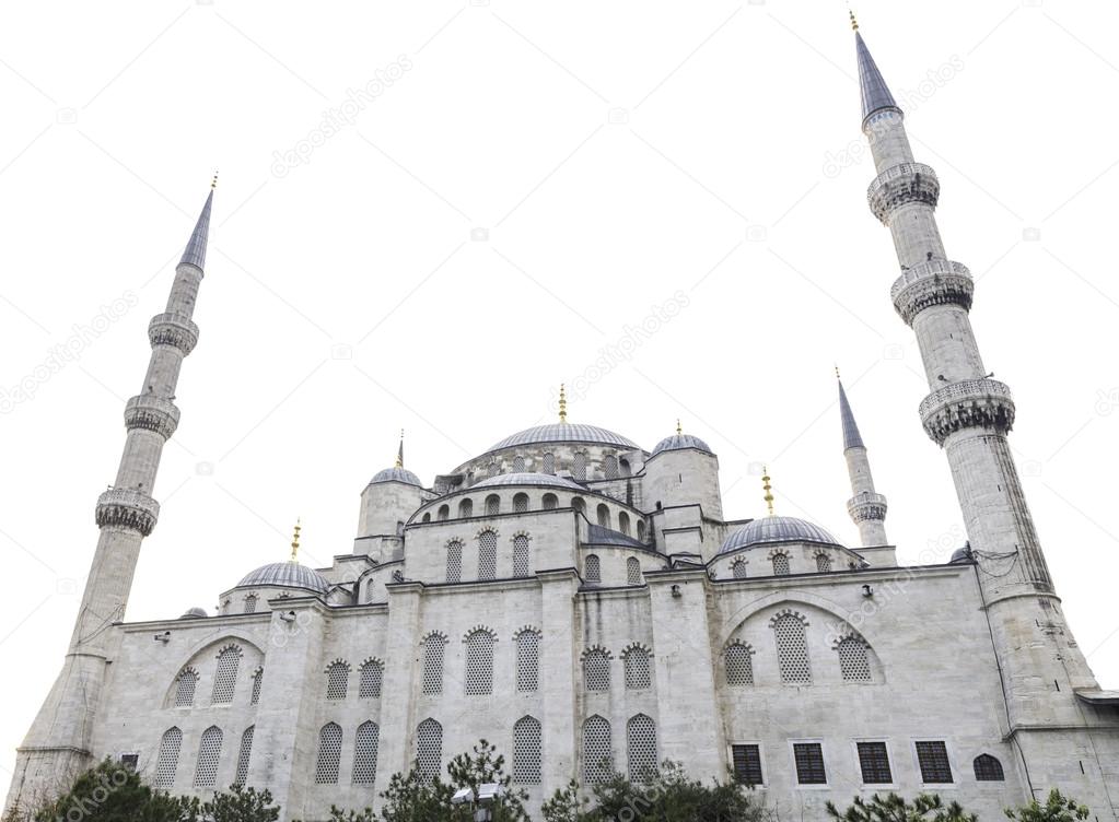 Blue mosque and white sky, Istanbul, Turkey