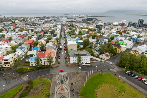 Reykjavik houses aerial view, long exposure, Iceland — Stock Photo, Image