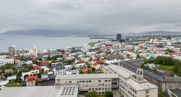 Reykjavik houses and coastline aerial view, Iceland — Stock Photo, Image