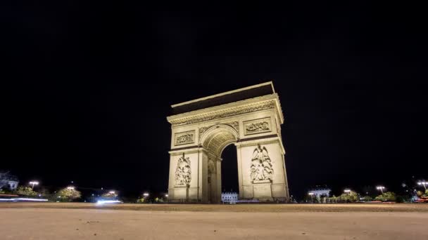 Arc de Triomphe at night — Stock Video
