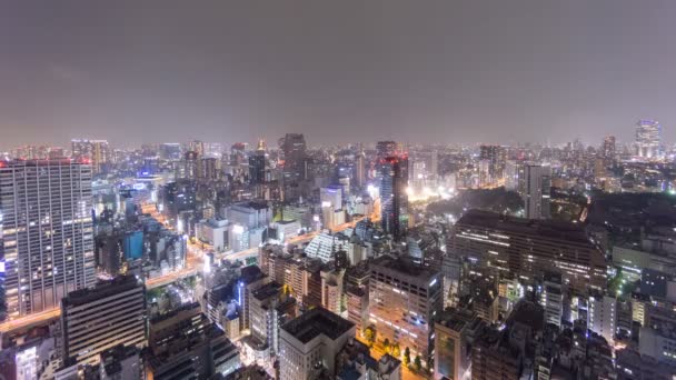 Nacht Time-Lapse van het centrum in Tokyo — Stockvideo