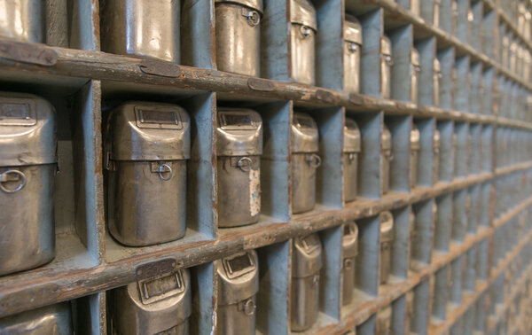 Vintage mine masks, perspective view