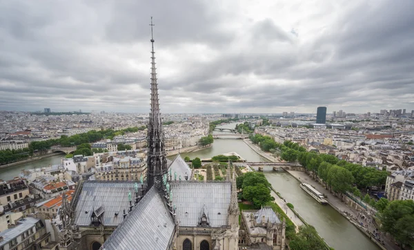 Skyline di Parigi da Notre Dame con il fiume Senna Foto Stock Royalty Free