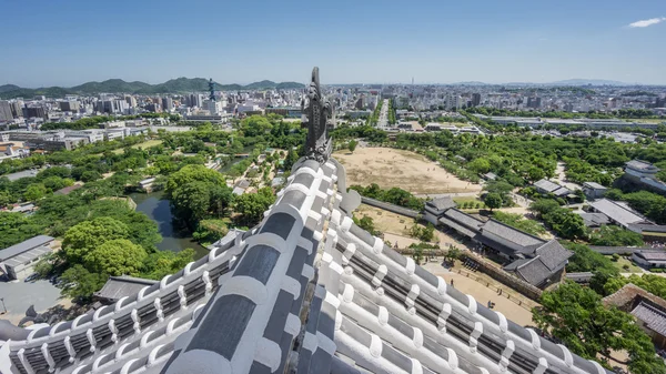 Himeji city from castle with roof — Stock Photo, Image