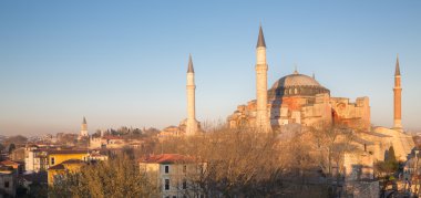 Alacakaranlıkta panoramik Ayasofya'nın Katedrali