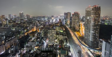 Tokyo 'nun gece manzarası, uzun pozlama