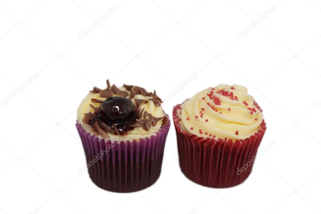 Cupcakes on white background.