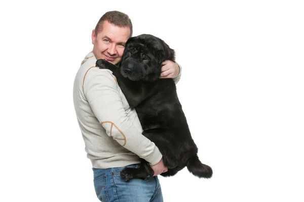 シャーペイ犬を持つ男 — ストック写真