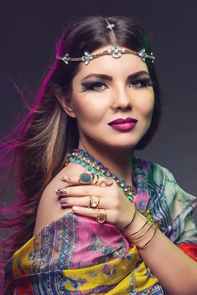 Girl with eastern style makeup — Stock Photo, Image