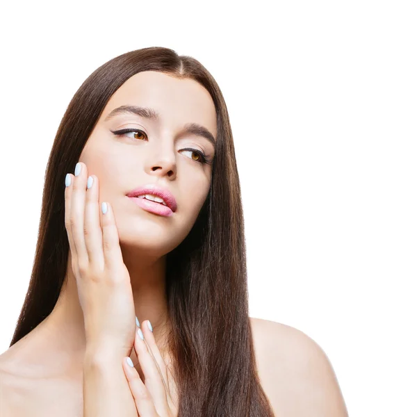 Beautiful girl touching face — Stock Photo, Image