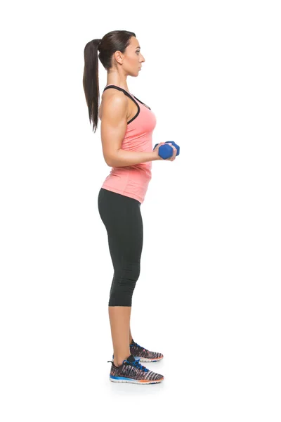 Sporty woman with dumbbells — Stock Photo, Image