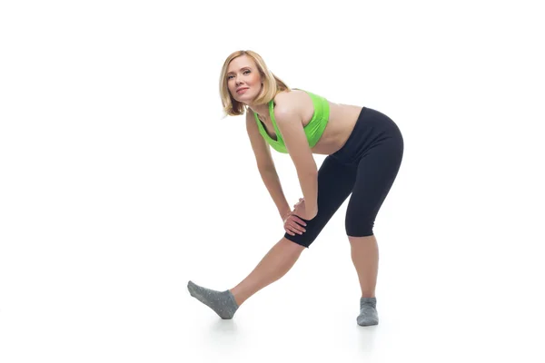 Krásná středního věku žena dělá cvičení — Stock fotografie