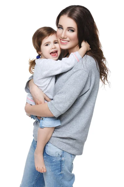 Bela jovem mãe com pequena filha — Fotografia de Stock