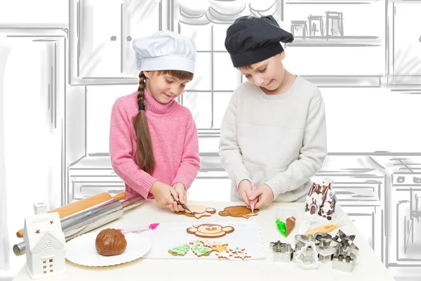 Children making christmas cookies — Stock Photo, Image