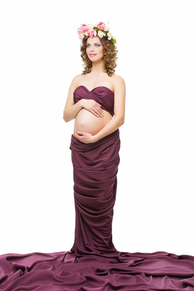 Pregnant woman in fabric — Stock Photo, Image