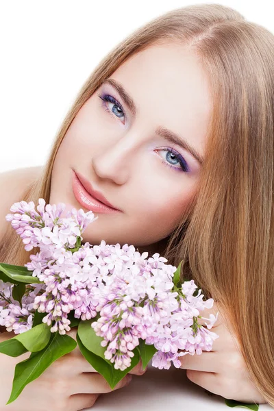 Woman with lilac — Stock Photo, Image